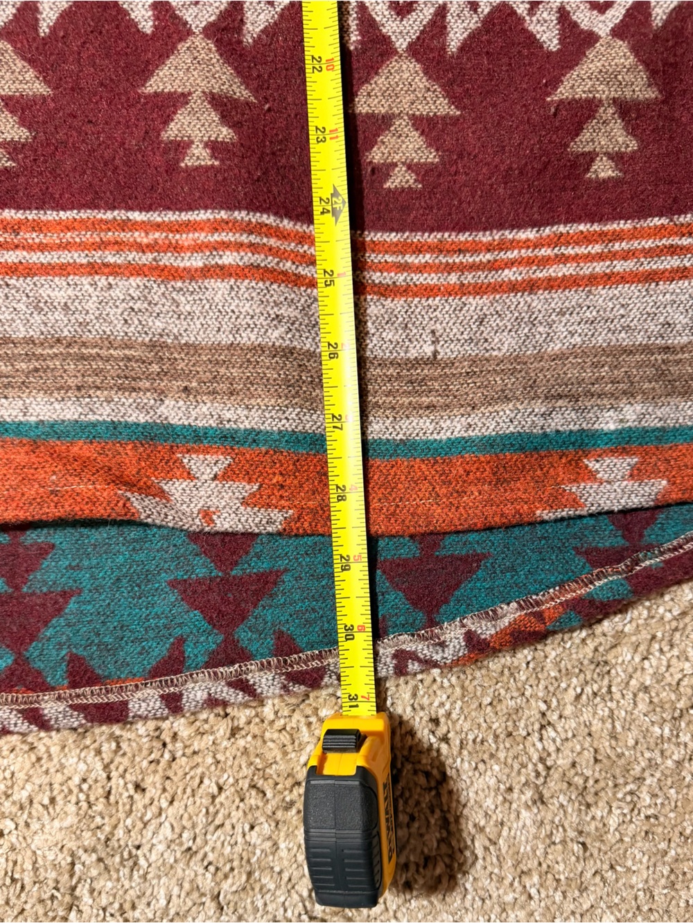 Aztec Pattern Button-Up Shacket- Rust, Teal & Maroon - Picture 3 of 4